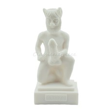 Statue Greek Mythology Satyr Alabaster White 5.12" - 13 cm Cast Marble Faun Pan