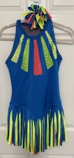 figure skating competition dress blue yellow orange adult women's S