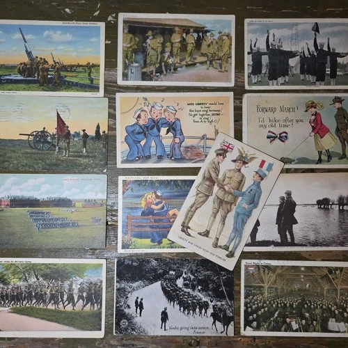 (Lot of 13) WW1-WW2 Military Post Cards World War One to World War 2 Postcards