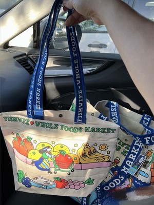 Whole Foods Market x Fishwife Canvas Tote Bag Medium Reusable Shopping Bag