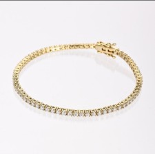 3mm Tennis Bracelet 6.5 Inch 925 Silver  gold plated, MOISSANITE of 5.1ctw 