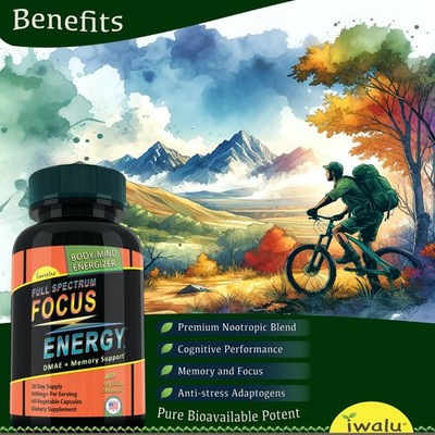 Focus Energy | Best Bacopa Extract | FAST FREE SHIPPING Same Day