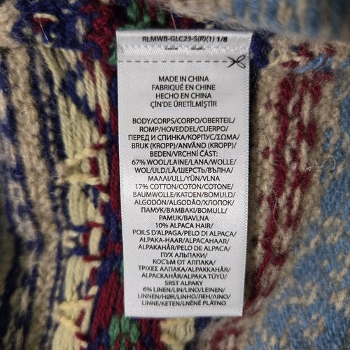 $ 398 Polo Ralph Lauren Fair Isle Wolle Alpaka Leinen Baumwolle Pullover Herren Large - Bild 7 von 7