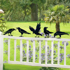 5Pcs Black Crows Halloween Decor Wrought Iron Metal Crow Decor Raven Silhouette