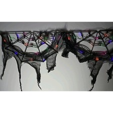 70" LED Lit Spider Webs with Gauze Halloween Decoration