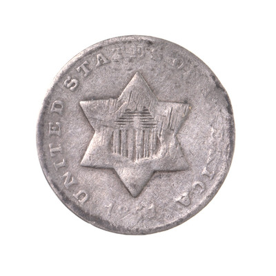 1851-O 3CS Three Cent Silver Ungraded Coin 3C +Slightly Bent