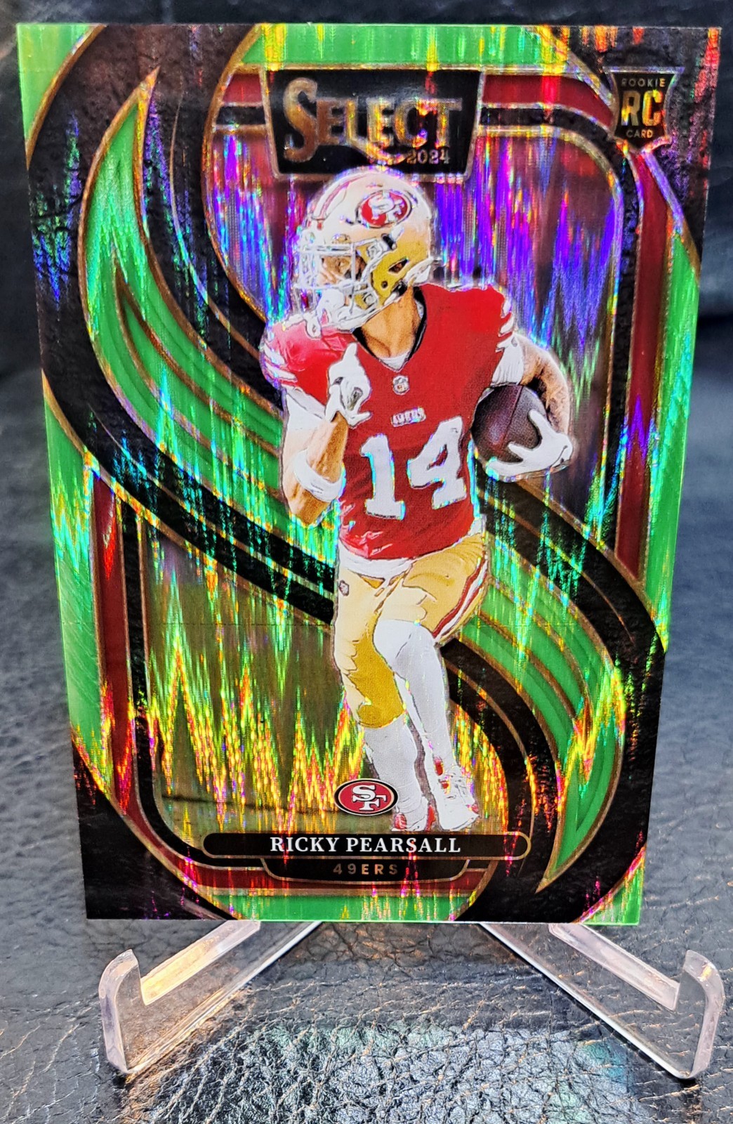 2024 Panini Select Premier Level Ricky Pearsall #173 Neon Green Shock Prizm /499