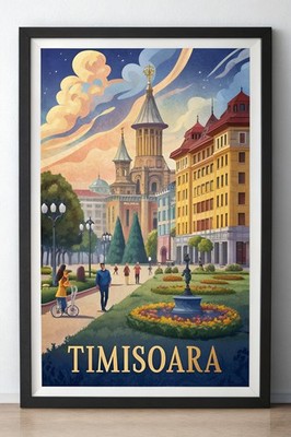Lebendiges Timisoara Rumänien Reise Poster - Wahrzeichen und Kultur Kunstdruck_mehrDet