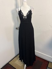 Free People Adella Crochet Lace Maxi Slip Dress Black Small