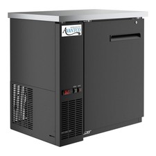 36" Black Counter Height Solid Door Back Bar Refrigerator with LED Lighting