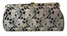 1970s Metallic Clutch Framed Metal Closure Lined Silver Gold Vintage EUC