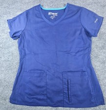 Grey's Anatomy Active Scrub Top Womens Medium Blue V-Neck Stretch Barco 41423