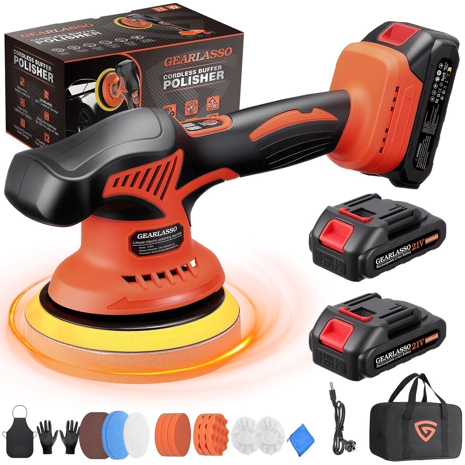 6" Car Polisher Buffer Machine Cordless with Battery Dual Action Polishing — image 2