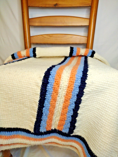Woven Striped 60" x 40" Throw Blanket - Cream, Peach, Blues - Picture 2 of 11