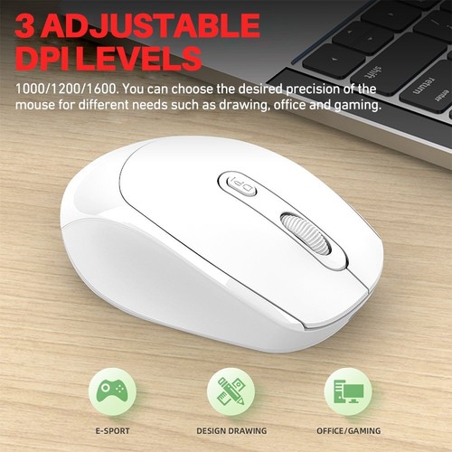 Wireless USB 2.4G Bluetooth 5.2 Mini Slim Optical Silent Mouse PC Mice 1600 DPI - Picture 4 of 25
