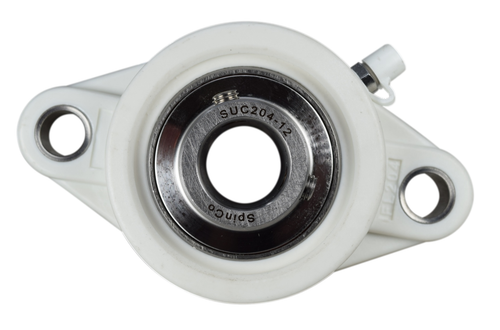 3/4" Stainless Steel Plastic Two Bolt Flange Bearing MUNCFL204-12, YCJT-3/4-PT - Picture 2 of 4