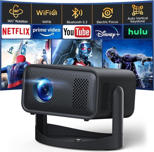 360° 5G Smart Mini Projector Bluetooth WiFi Projector Home Theater Android & IOS