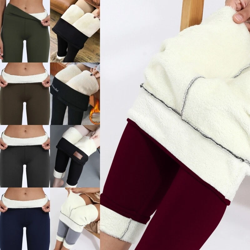 Women Thermal Fleece Lined Thick Warm Winter High Waist Tummy Control Leggings