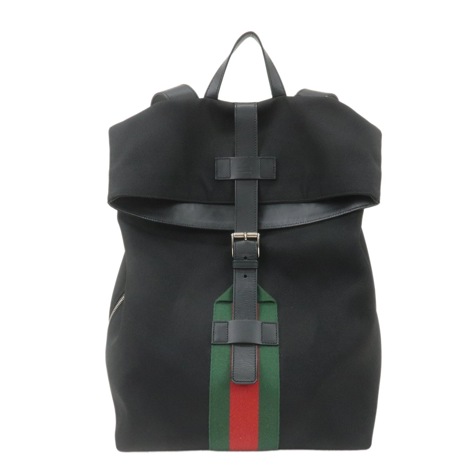 Authentique sac à dos GUCCI Sherry toile cuir sac à dos noir 337075 occasion F/S