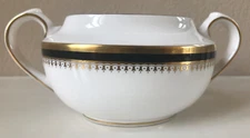 Spode KNIGHTSBRIDGE BLACK  22 carat Gold Trim    Sugar Bowl  ENGLAND