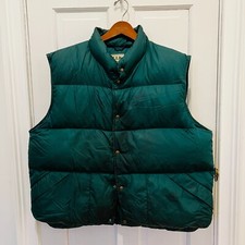 LL Bean Vintage Mens XXL 2XL 100% Goose Down Puffer Vest Nylon Green MADE IN USA
