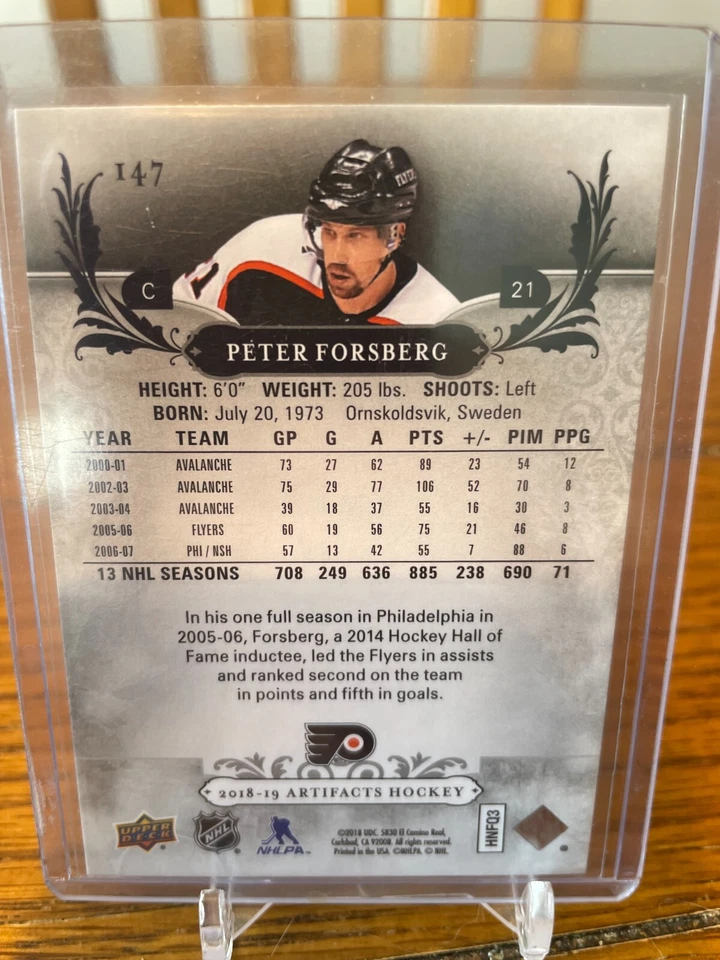 2018-19 Upper Deck Artifacts Aqua 35/45 Peter Forsberg #147 - Image 2 of 2