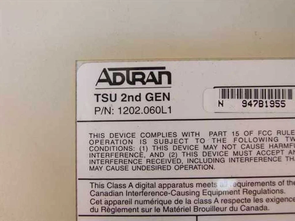 Adtran 1202.060L1 TSU 2nd Gen. LT T1/FT1 DSU/CSU with LCD - RS-232/V.35 - Image 3 of 3