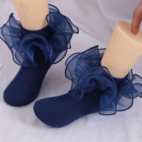 Baby Girls Ruffled Princess Socks Colorful Frilly Dress Cotton Turn Cuff Socks - Picture 31 of 65