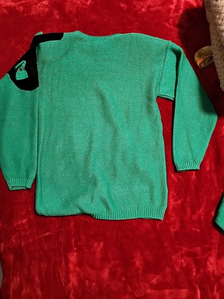 Conjunto de Top y Falda Tejida De Colección Rita Verde Esmeralda Y Negro Cintura Caída Hecho en Italia Talla L Foto 4 de 4