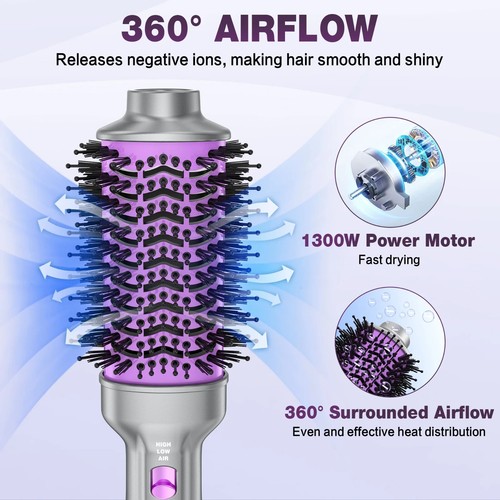 NEXPURE 4in1 Hair Blow Dryer Brush Negative Ion Anti-frizz Ceramic Titanium Barr - Picture 5 of 21