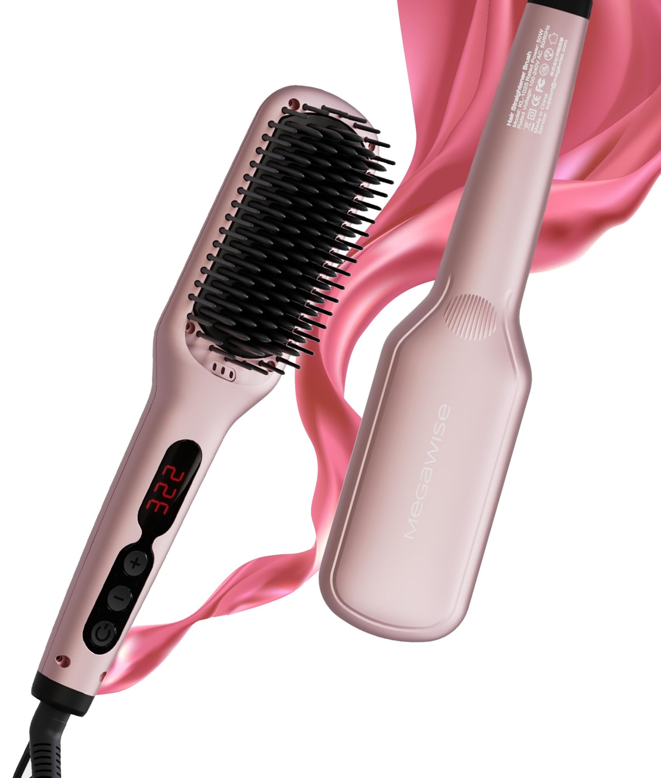 KL1025 2-in-1 Ionic Hair Straightener Brush for Straightening and Detangling-image