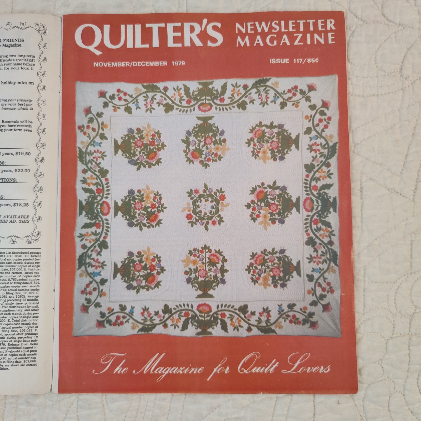 Quilter's Newsletter Magazine Issue #117 December 1979 Rare Vtq Quilt Patterns