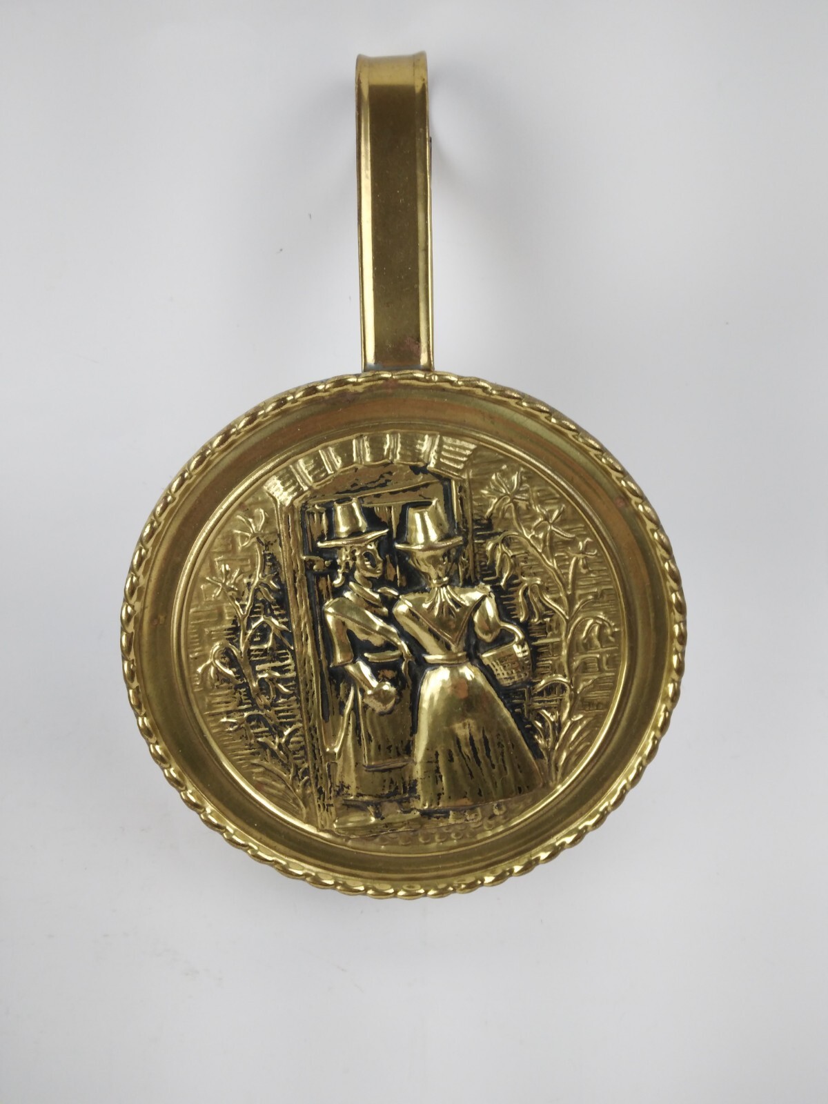 Vintage Brass Silent Butler Crumb Catcher Pligrimage Floral Made in England