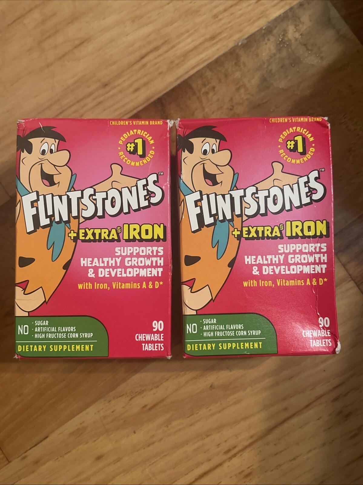 Lot of 2 Flintstones Children's Multivitamin + Extra Iron  90 Ct 3/25&5/25