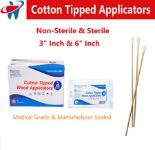 100-1000pc Cotton Swabs Q-tips 6" Long Wood Wooden Handle Cleaning Applicators