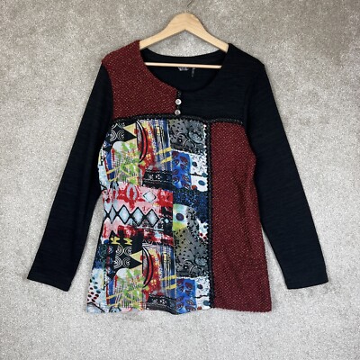 Kaktus Shirt Womens Medium Black Red Long Sleeve Pullover Stretch- 1612* |  eBay