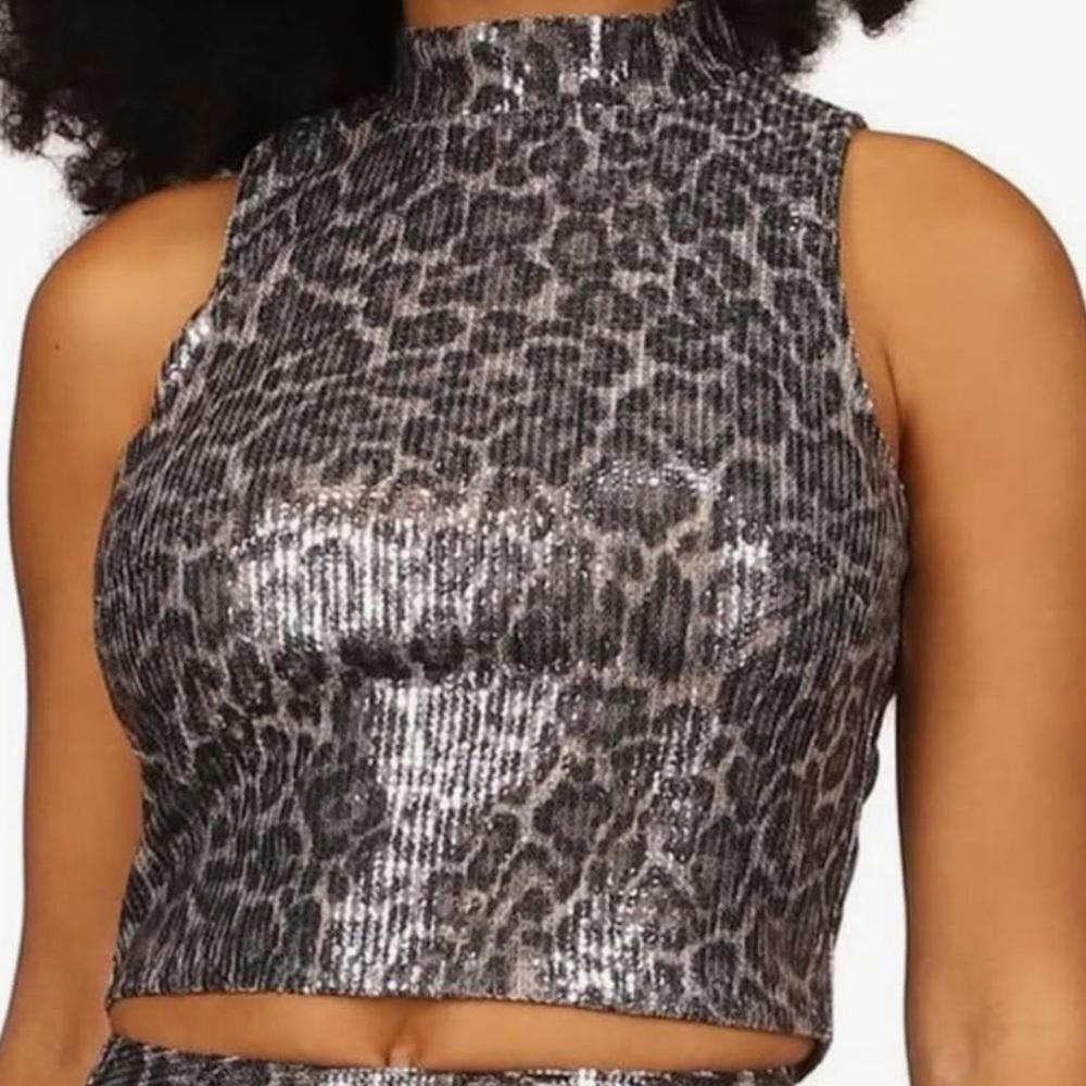 Sequined Crop Mick tank top by Michael Kors sz XS | eBay