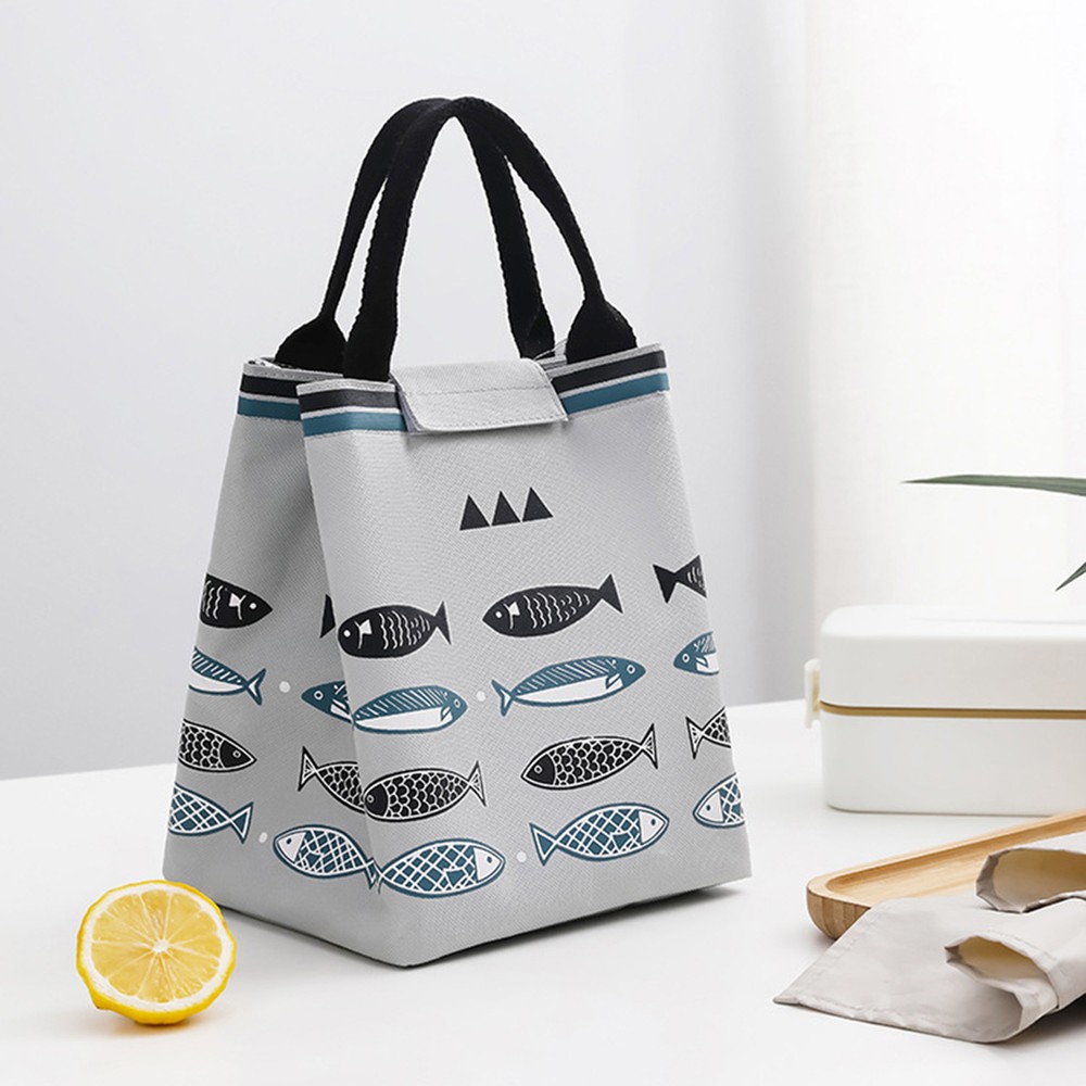 Lunch Pouch Leakproof Warm Keeping Aluminum Foil Cute Fish Pattern Leakproof