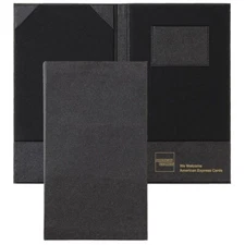 AMEX Premium Large Hard Cover-Black Gold-Double Panel Check Presenters