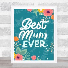 Image of Green Background Best Mum Ever Personalised Gift Art Print