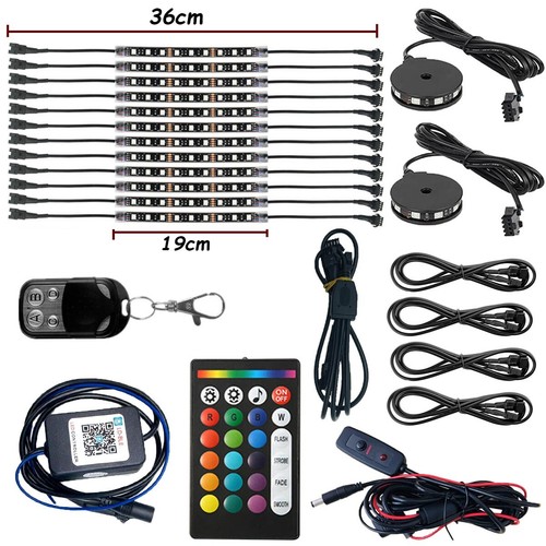 14 Motorcycle Led Strip Lights Kit Neon Glow with bluetooth Control Music Active - Picture 12 of 12