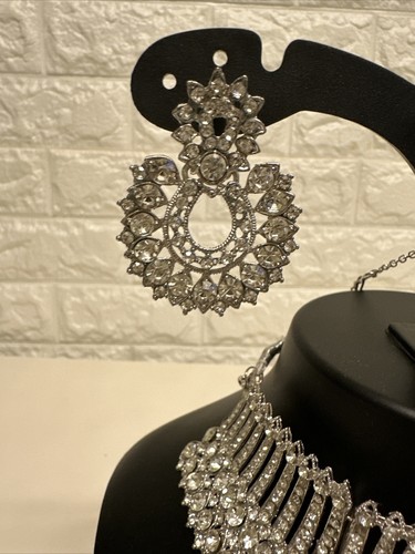 Conjunto de Collar de Ropa de Fiesta para Novia Asiática en Brillantes Pendientes de Diamante Americano Indio - Imagen 9 de 22