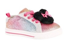 Disney Junior Minnie Mouse Athletic Sneakers Toddler Rainbow Glitter Pom Size 11