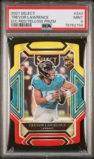 Panini Select 2021 Trevor Lawrence troquelado rojo amarillo Prizm PSA 9 #243 novato