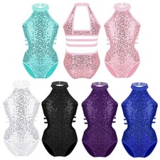 Kids Girls Bodysuit Ballet Unitard Workout Leotard Performance Rompers Cutouts