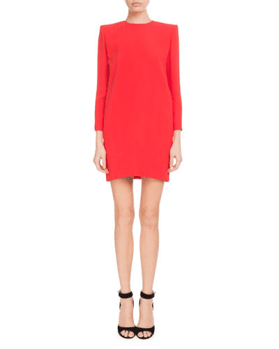 GIVENCHY Mini Abito Cambio Rosso Crepe Spalla Esagerata Manica Corta 40=8 M