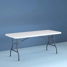 Cosco 8ft Folding Centerfold Table White Weather Resistant Easy Clean & Carry