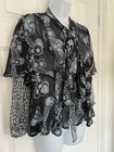 CELIA BIRTWELL for Top Shop~ Black & Blue Patterned Silk Blouse ~ Size 12