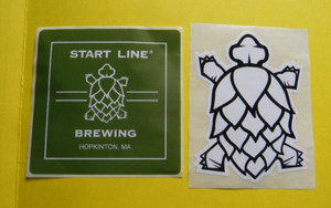 2 NEW START LINE BREWING CO. HOPKINTON MASSACHUSETTS CRAFT BEER STICKERS TURTLE