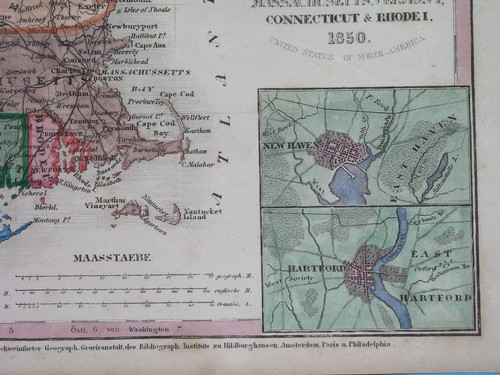 1850 ORIGINAL MAP UNITED STATES NEW YORK MASSACHUSETTS CONNECTICUT VERMONT MAINE - Picture 5 of 8